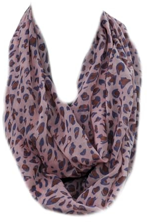 Generisch Loop Schal Halstuch Schals Rundschal Schlauchschal Loopschal Tücher Damenschal Leo Leopard Muster Damen (A Leo Hellrosa)