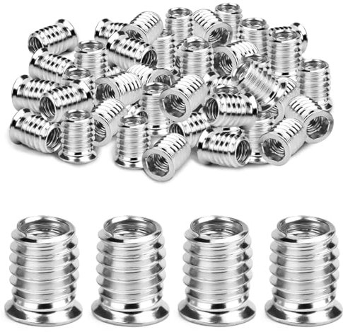 Forhandy 50 Stück Einschraubmutter M8 x20, Verzinktem Stahl Gewindeeinsatz Holz Einschraubmuffen, Einschlagmutter Hex Innensechskantmuttern Einschraubhülse Gewindeeinsätze für Holzmöbel