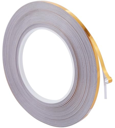 GORGECRAFT Mylar-Folienband aus Polyester, Metallic-Gold, 50 m x 0,5 cm, selbstklebende Wandleiste mit Spiegel-Finish für Weihnachtsdetails, Wanddekoration, Grafikkunst