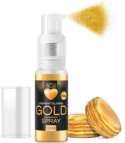 He-Ju Lebensmittelfarbe Pulver Goldspray 10g, vegan, Lebensmittelglitzer essbar