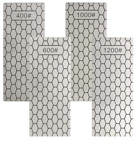 Palmcee Diamond Sharpening Stones, 4pcs Honeycomb Sharpening Stones Knife Sharpener Stone Professional Chisel Sharpening Stone Whetstone, 400/600/1000/2000 Grit, for Knives Scissors Outdoor