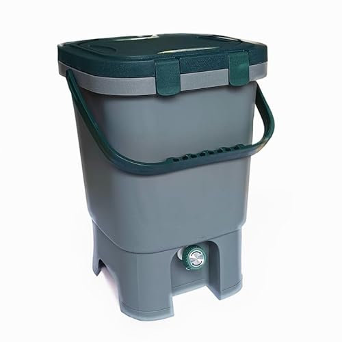 Single Bokashi Compost Bin Kit PLUS 1kg Bokashi Bran - 15L Indoor Composting Bin, Complete with Built-in Easy Twist Tap, Odourless Air-tight Lid and Accessories PLUS 1kg of Bokashi Bran