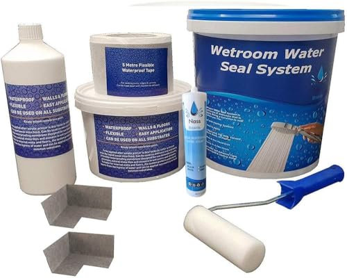 Nassboards Waterproof Tanking Kit System WSK for Wetrooms, Bathrooms, Kitchens and Waterproofing – Perfect for Wet Zones, Tiling Showers, Preventing Moisture – 12m Complete Tanking Kit