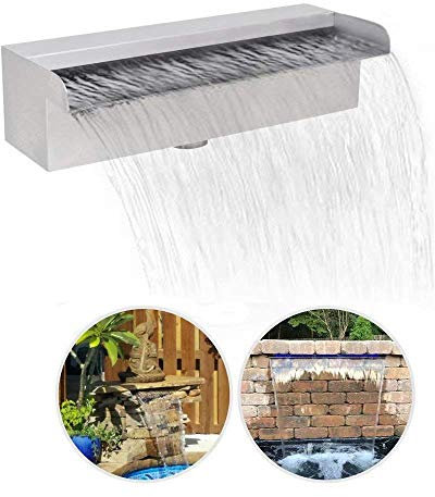 Swimmingpool-Brunnen, 11,8 x 6,2 x 5,5 Wasserfall-Pool-Brunnen Edelstahl Rechteckiger Garten-Pool-Brunnen Silber Für In-Ground-Pools Outdoor-Wasserfälle, Outdoor-Brunnen
