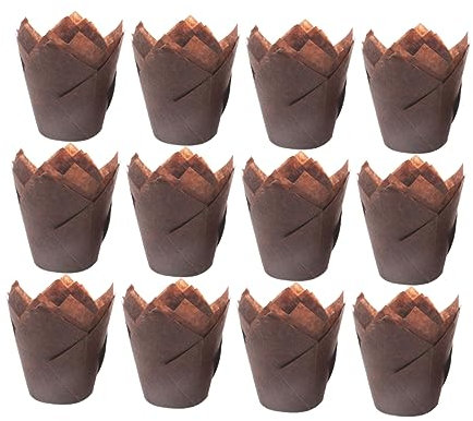 SHOWERORO 150pcs Solid Color Paper Cupcake Wrappers Oil Cake Packaging for Parties Birthdays Showers and Gatherings Baking Paper Holders Coffee Color