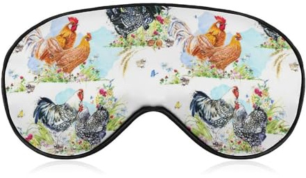 Bequemer Augenschutz für die Nacht, Augenabdeckung mit Hahn-Hühner-Aquarellblumen, weiches elastisches Band für Damen und Herren
