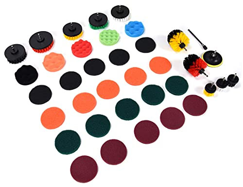 Yinhing Drill Brush Attachment, Drill Brush Set Detailing Set Power Scrubber Polishing Pad 37PCS for Home