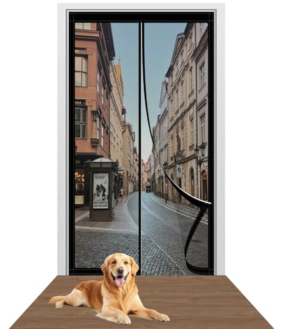 Moustiquaire de Porte Magnétique 78 x 210 cm Fermeture Automatique Moustiquaire Fenêtre Magnetique Kit D'Installation Complet pour La Plupart Les Types de Fenêtres Ou Porte, Noir