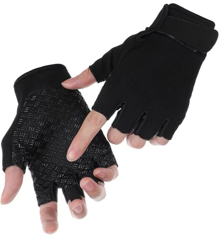 APLZGMG Guantes sin dedos - Guantes antideslizantes para hombres y mujeres, guantes transpirables sin dedos para ciclismo, pesca, ciclismo, entrenamiento y escalada (L)