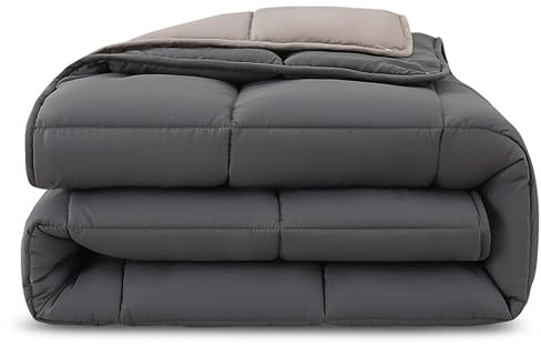 wometo 4-Jahreszeiten Steppbett 155x220 Oeko-TEX Wende-Design grau & hellgrau