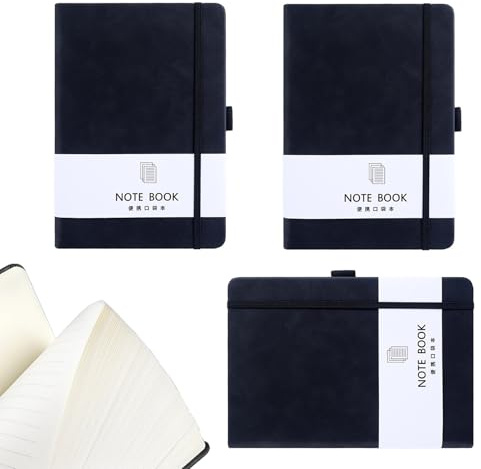 SGYKJ Lot de 3 cahiers A6, petit cahier, cahier de poche avec fermeture élastique et porte-stylo, bloc-notes journal, cahiers de poche de 200 pages chacun pour le travail de bureau d'étude