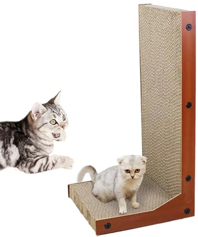 Tablero rascador para Gatos: Panel de cartón ecológico, rascador en Forma de L de Doble Cara, Textura Resistente al desgarro, Plataforma Ancha Estable | Reversible para Gatos para Sala de EST