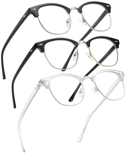 Perfectmiaoxuan 3er-Pack Blaulichtfilter-Brille | Retro-Rundgestell mit HD-Entspiegelung | Schutz vor Augenermüdung & UV-Strahlung für PC, Gaming & Bildschirmarbeit | Unisex für Damen & Herren