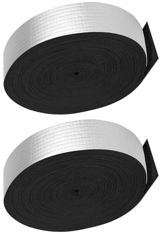 2 rollos de cinta aislante de tubos de invierno para exteriores, cinta aislante de espuma para congelar al aire libre y envoltura de tubos de aluminio