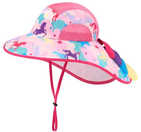 Sombrero de Sol bebé Gorro Verano para niños Sombrero Playa de ala Ancha Proteccion Solar para niños con Correa Ajustable
