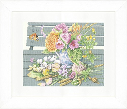 Lanarte Flowers on Bench (Aida), Fabric