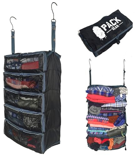 Pack Gear Leistungsstarker Rucksack zum Aufhängen und Handgepäck-Organizer – integrierte Haken zum bequemen Aufhängen – hält mehr als 4 Packwürfel – langlebig – nur 266 ml – entworfen in den USA von