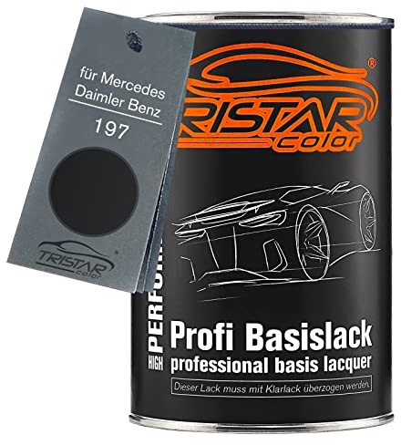 TRISTARcolor Autolack Dose für Mercedes 197 Obsidianschwarz Metallic 1,0L | für Mercedes / Daimler Benz, Basislack, Literware, spritzfertig