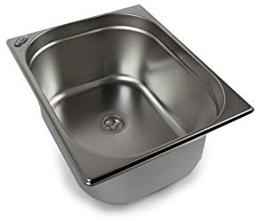 Edelstahl Spülbecken Camping Spüle Waschbecken Reisemobil Caravan + Ablauf 325x265x150 mm (ad-ideen)