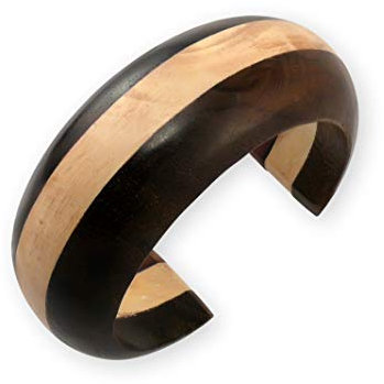 Fly Style Holz-Armspange Gestreift (58-66mm) Zweifarbig, Grösse:58 mm