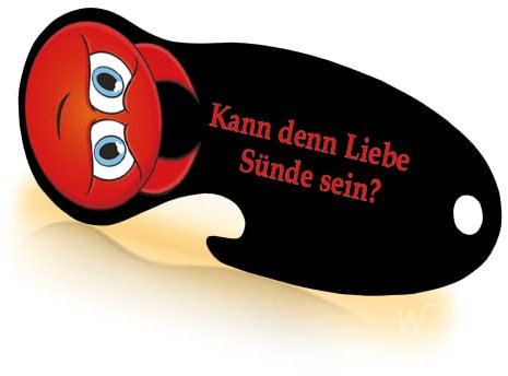 Einkaufswagenlöser Kann denn Liebe Sünde Sein/Schlüsselanhänger Einkaufschip mit Schlüsselfundservice/Abziehbarer Einkaufswagenchip Metall, Chip Einkaufswagen, Key Finder / 1 Stück