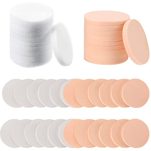 24 PCS Cosmetic Makeup Sponge Round Flat Face Paint Sponges Circle Applicator Latex Puff Foam Sponge Washable for Makeup Foundation Concealer Blending