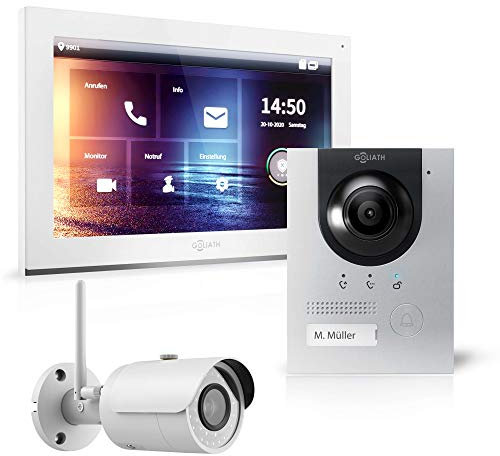 Goliath Hybrid | IP | Full-HD Video Türsprechanlage | App | 1-Fam | 1 x Full-Touchscreen 25,4 cm (10) | Aluminium Aufputz Türstation | 180° Ultra-Weitwinkel | AV-IPS-109