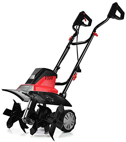 GOPLUS Elektrisk jordhacka, 1 500 W trädgårdssvals med 6 hackknivar, 22 cm arbetsdjup, 43 cm arbetsbredd, vikbar motorhacka, markfräs med 2-punktsbrytare, trädgårdshacka elektrisk för marklossning