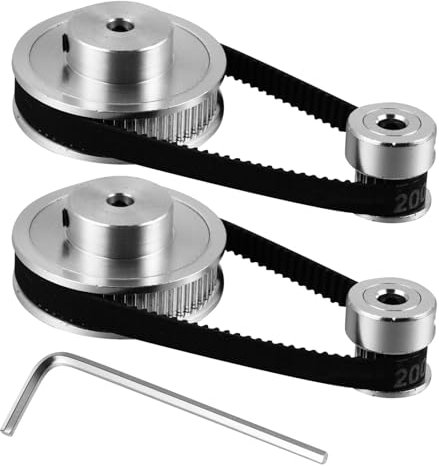 VILLCASE Zahnriemenscheibe für 3D-Drucker 2 Stück 60 Zähne 2G 5 mm Zahnrad 2-Stück 20 Zähne 5 mm Zahnrad 2pcs 6 mm Zahnriemen mit Sechskantschraube