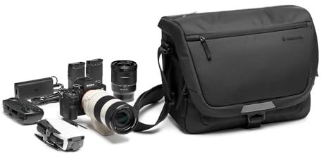 Manfrotto Advanced Messenger M III, Fototasche für DSLR-Kameras mit Objektiven, Kameratasche mit Stativhalterung und Regenschutz, Fotografie Zubehör