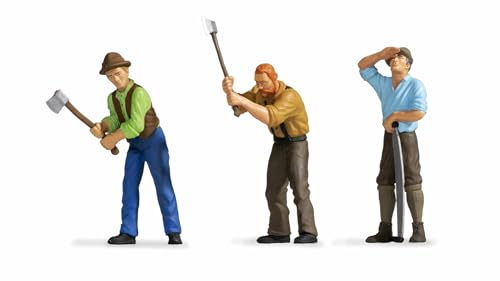NOCH G Figuren Holzfäller, bewegte Modellbau Figuren aus Kunststoff für Spur G, ideal für Waldszenen