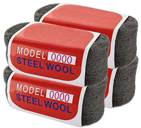 ASelected 16 Meter Steel Wire Wool 4Pcs 0000 Steel Wool Mice, Grade 0000 Wire Hardware Cloth for Cleaning, Buffing, Polishing Glass, Windows, Tiles, Metal, 4x100g, (4m/Roll) x 4, Grey