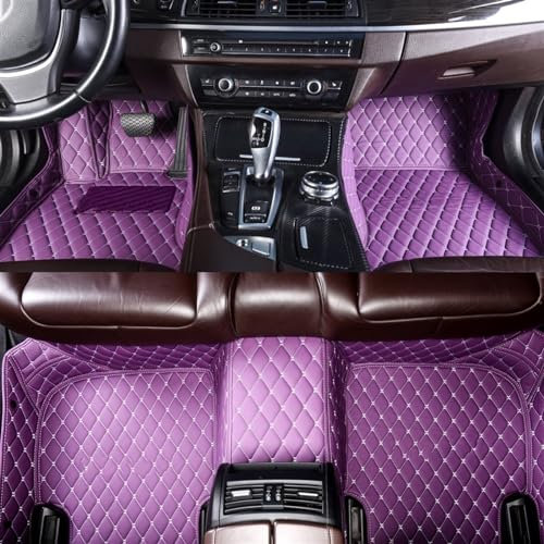 ANTCRZ Fußraummatten Auto-Fußmatten Auto-Innenausstattung Lederteppiche Teppiche Fußpolster Für Toyota Für Aygo 2014 2015 2016 2017 2018 2019 Fußmatten (Farbe : Lila)