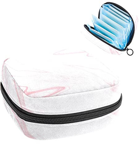 Pinkes Marmor-Muster-01, Perioden-Tasche, tragbar, Tampon-Aufbewahrungstasche, Tampon-Halter für Geldbörse, femininer Produkt-Organizer, Mehrfarbig, 4.7x6.6x6.6 in/12x17x17 cm