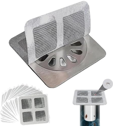 Coladores de desagüe Desechable,Smavles 40 Colectores de Pelo de Drenaje Pegatina de Malla de Drenaje Ducha Cuadrada de Drenaje Piso de Colador Fregadero de Filtro Cubierta Colector de Pelo Baño(10cm)
