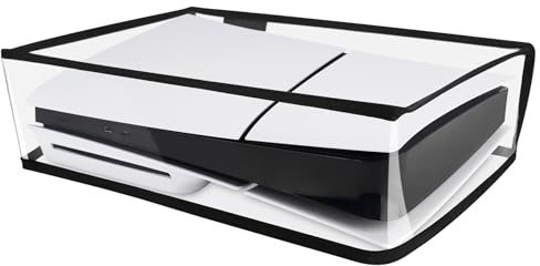 playvital Funda Antipolvo Horizontal para ps5 Slim Disc Consola | PVC Resistente, Impermeable, Protección contra Polvo, Diseño Horizontal, Fácil de Colocar, Ajuste Preciso, Transparente