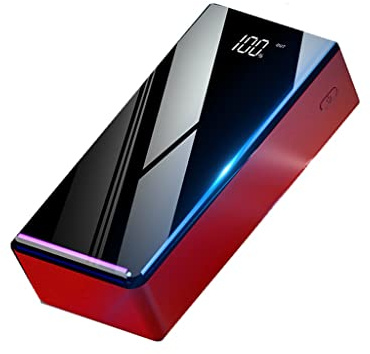 TIST Display Digitale con Schermo a Specchio 50000 mAh Power Bank di Grande capacità Creative Power Bank (Color : Red, Size : 50000mAh)
