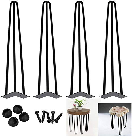 Faobureim 4X Haarnadel Tischbeine DIY 30cm Hairpin Legs Stahl Tischgestell Möbelbein mit 3 Streben inkl für Esstisch Couchtisch Schreibtisch Nachttisch