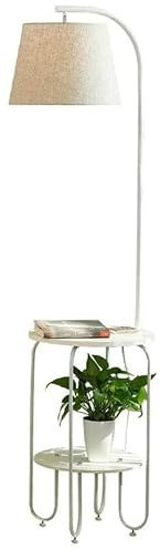 BPILOT Lampadaire sur Pied Lampadaire Lampadaire Nordique, Lampadaires LED Port de Chargement USB avec Plateau de Rangement, Lampadaire créatif avec Tissu Lampes Moderne (Color : White)