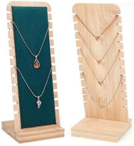 LATRAT Espositore per collane in legno porta 12 scomparti espositore per gioielli collana e pannelli per bracciale collana ciondolo verde