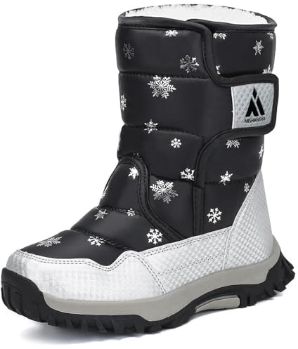Mishansha Bottes de Neige Hiver Enfant Fille Garçon Noir 34 EU