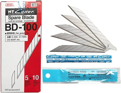 Nt Cutter | |Pack 50 Cuchillas Biseladas | De 9 MM Ángulo 30º Grados | Repuesto Para Cortadora Estrecha | Cutter Profesional | De Precisión | Cuchilla Multiuso Profesional | De Acero