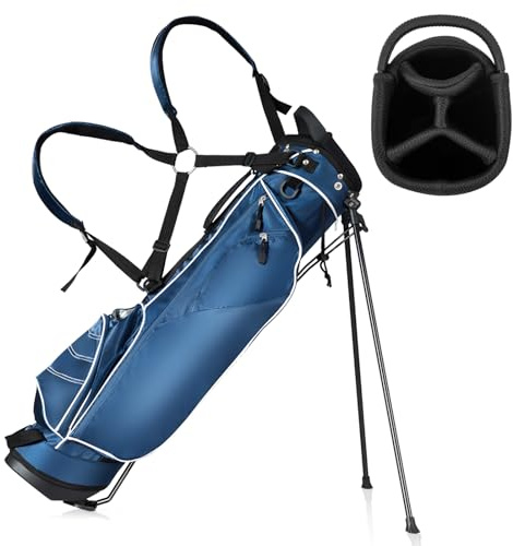 GOPLUS Sac de Golf Trépied Mixte avec Support Stand 7 Trous pour Homme - Léger Sac de Transport et Arrangement Noir