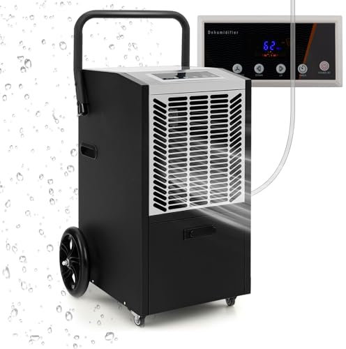 RELAX4LIFE Déshumidificateur Professionnel - Capacité 66L/24h, Surface 418m²/355m³ Déshumidificateur d'Air Industriel avec Pompe et Tuyau de Vidange pour Sous-Sol Entrepôt Restauration (Blanc)