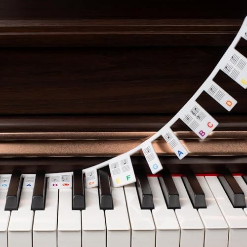 88 knappar avtagbara pianotangentbord noteringsetiketter för nybörjare, 88 pianoguide keyboard piano klistermärken notes guide för barn, återanvändbara och inget lim (88 knappar)