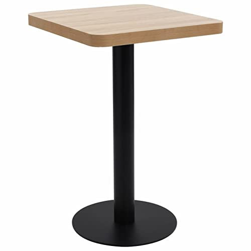 LAPOOH Bistrotisch, Gartentisch, Balkontisch, Balkon Tische, Beistelltisch Garten, Gartenesstische, Beistelltisch Outdoor, Hellbraun 50x50 cm MDF