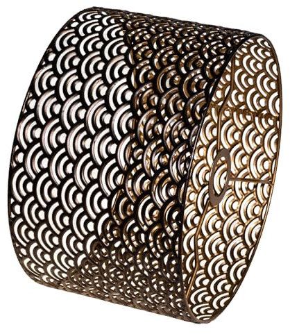 Paralume vintage in metallo, nero oro, intagliato/Rotondo, a tamburo, per lampada da terra, lampada a sospensione, lampada da tavolo, lampada da soffitto