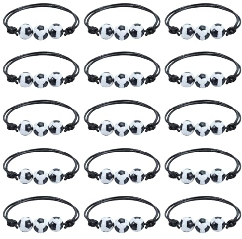 XPEX 15 Piezas Pulsera Fútbol, Pulseras Amistad Niños, Pulseras Trenzadas Ajustable Para Fiestas Deportivas, Pulsera Niños, Regalo Fiesta Cumpleaños, Gadgets Fútbol