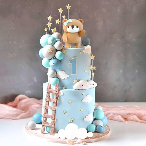 LaVenty Blue Bear Cake Decoration Baby Bear Baby Shower Cake Topper Bears Cake Decoration Baby Shower Birthday Cake Decorations