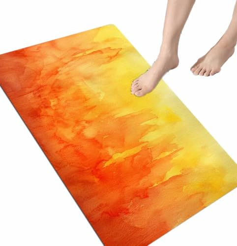 Fooyho Badematte Orange, Badematte rutschfest Badteppich 80x150 cm Badezimmerteppich Groß Teppich Badezimmer, Badematten Bad Teppiche Vorleger Duschvorleger Schnelltrocknend Badzimmermatte 918